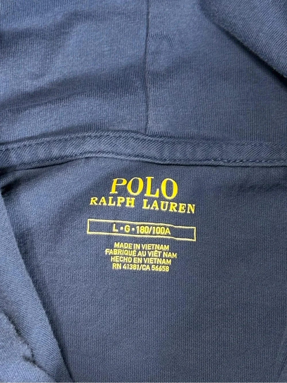 Polo Ralph Lauren Mens Blue Short Sleeve Hoodie Cotton Pullover Size Large